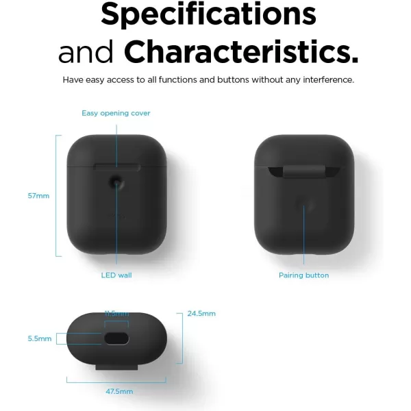 elago Silicone Protective Case Compatible with Apple AirPods 2 Wireless Charging Case Front LED Visible AntiSlip Coating Inside Patent Registered Neon YellowBlack