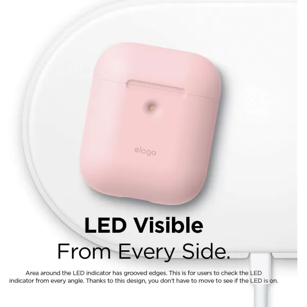 elago Silicone Protective Case Compatible with Apple AirPods 2 Wireless Charging Case Front LED Visible AntiSlip Coating Inside Patent Registered Neon YellowLovely Pink