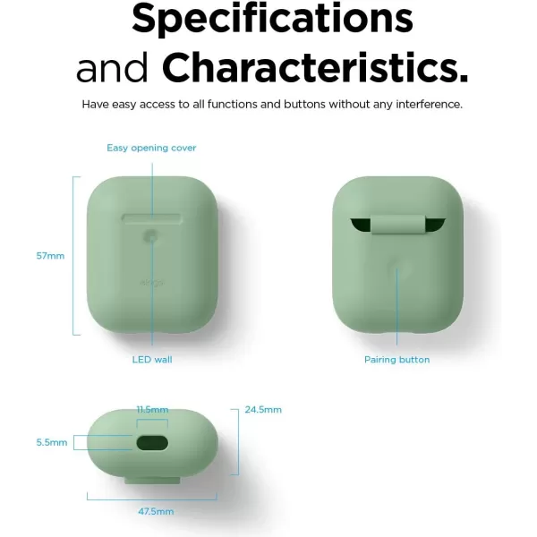 elago Silicone Protective Case Compatible with Apple AirPods 2 Wireless Charging Case Front LED Visible AntiSlip Coating Inside Patent Registered Neon YellowPastel Green