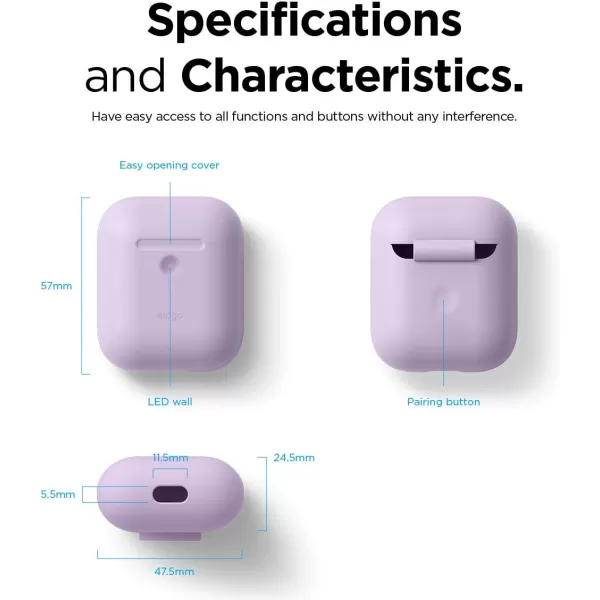 elago Silicone Protective Case Compatible with Apple AirPods 2 Wireless Charging Case Front LED Visible AntiSlip Coating Inside Patent Registered Neon YellowLavender