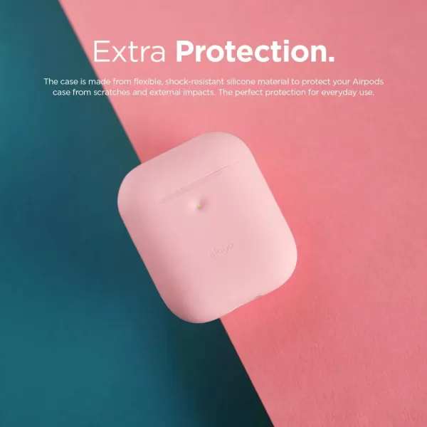 elago Silicone Protective Case Compatible with Apple AirPods 2 Wireless Charging Case Front LED Visible AntiSlip Coating Inside Patent Registered Neon YellowLovely Pink