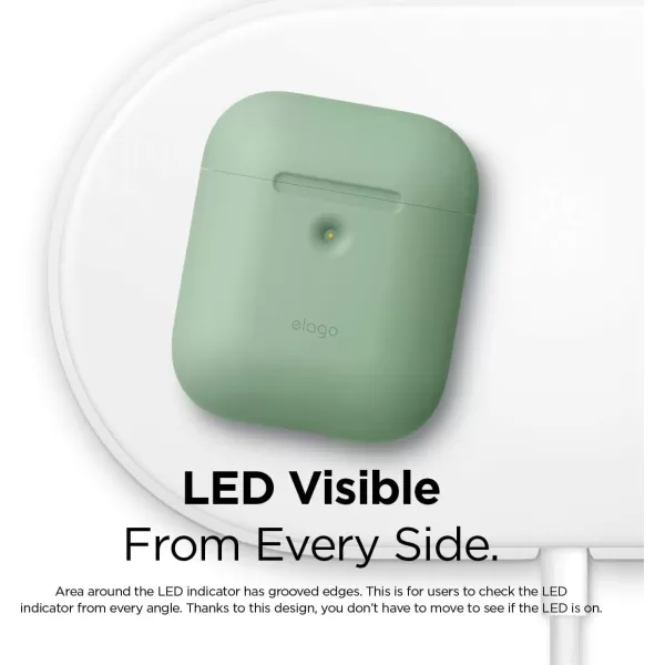 elago Silicone Protective Case Compatible with Apple AirPods 2 Wireless Charging Case Front LED Visible AntiSlip Coating Inside Patent Registered Neon YellowPastel Green