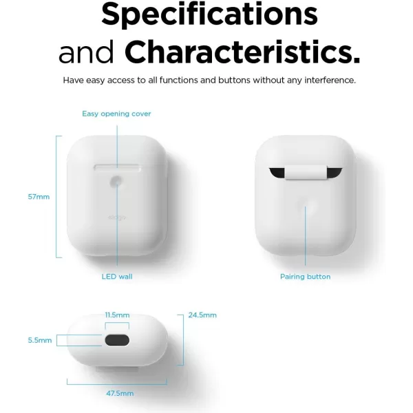 elago Silicone Protective Case Compatible with Apple AirPods 2 Wireless Charging Case Front LED Visible AntiSlip Coating Inside Patent Registered Neon YellowWhite