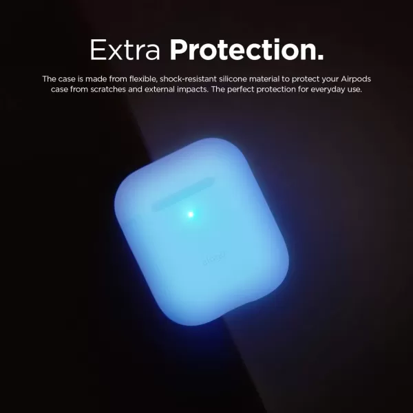 elago Silicone Protective Case Compatible with Apple AirPods 2 Wireless Charging Case Front LED Visible AntiSlip Coating Inside Patent Registered Neon YellowNightglow Blue