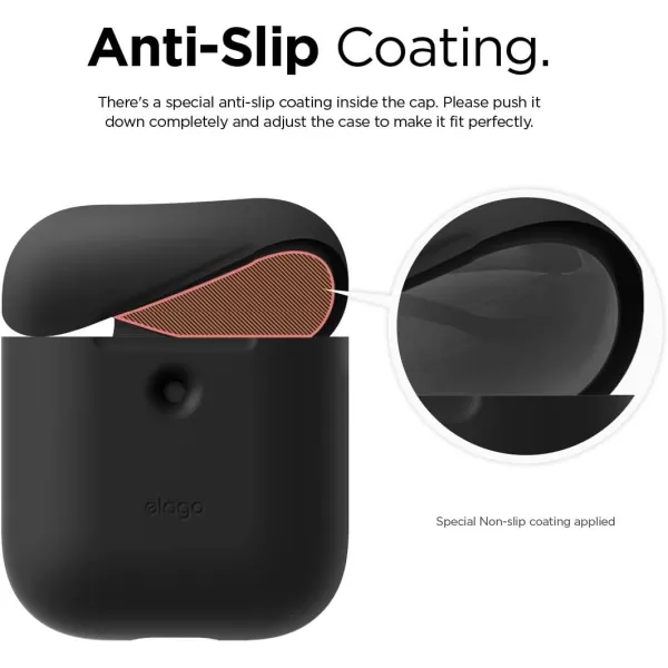 elago Silicone Protective Case Compatible with Apple AirPods 2 Wireless Charging Case Front LED Visible AntiSlip Coating Inside Patent Registered Neon YellowBlack