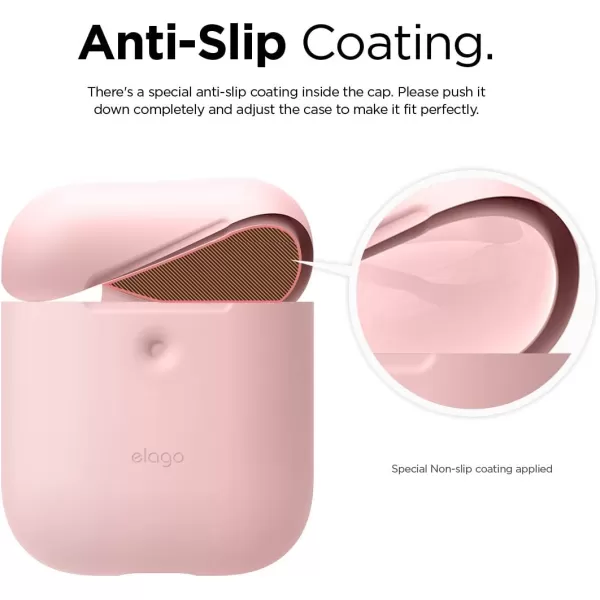 elago Silicone Protective Case Compatible with Apple AirPods 2 Wireless Charging Case Front LED Visible AntiSlip Coating Inside Patent Registered Neon YellowLovely Pink