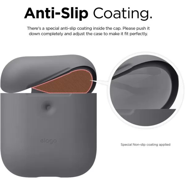 elago Silicone Protective Case Compatible with Apple AirPods 2 Wireless Charging Case Front LED Visible AntiSlip Coating Inside Patent Registered Neon YellowMedium Gray