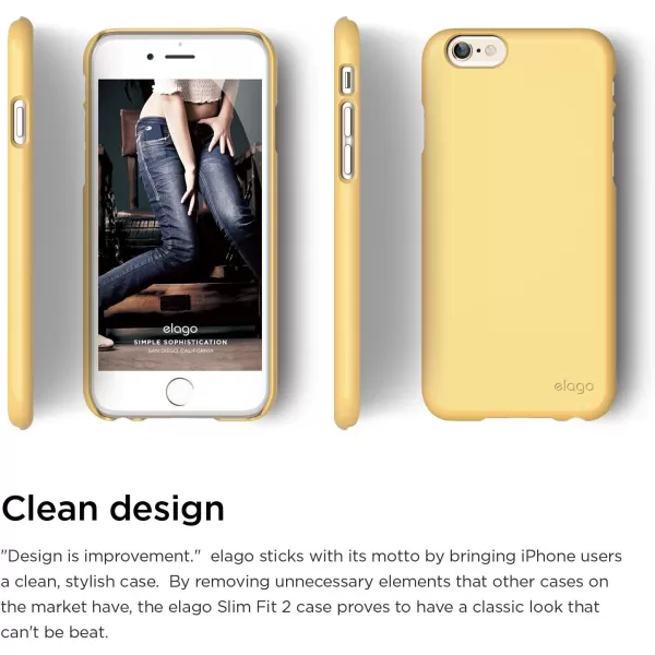 elago Slimfit2 Case for The iPhone 66S Plus 55inch  HD Professional Screen Film Included  Full Retail Packaging Soft Feel Jean IndigoMatte Creamy Yellow