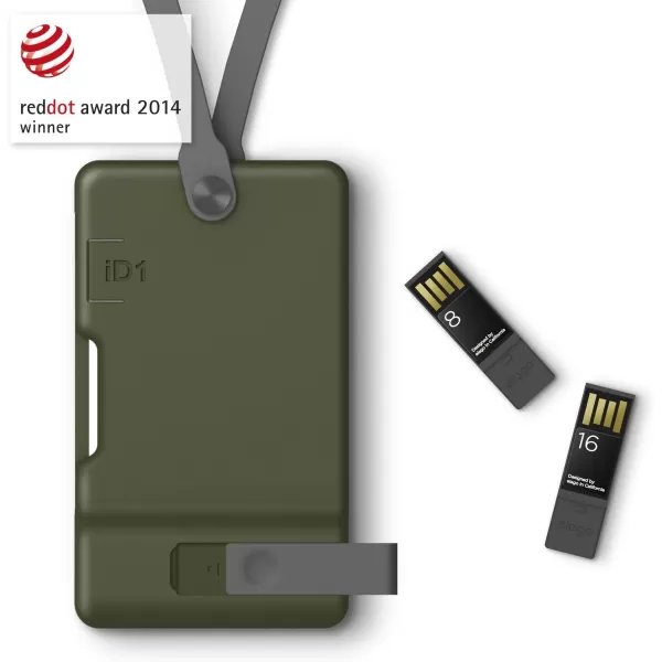 elago iD1 USB ID Card Holder reddot Design Award Winner 2014  Dark Grey USB Flash Drive Not IncludedCamo Green