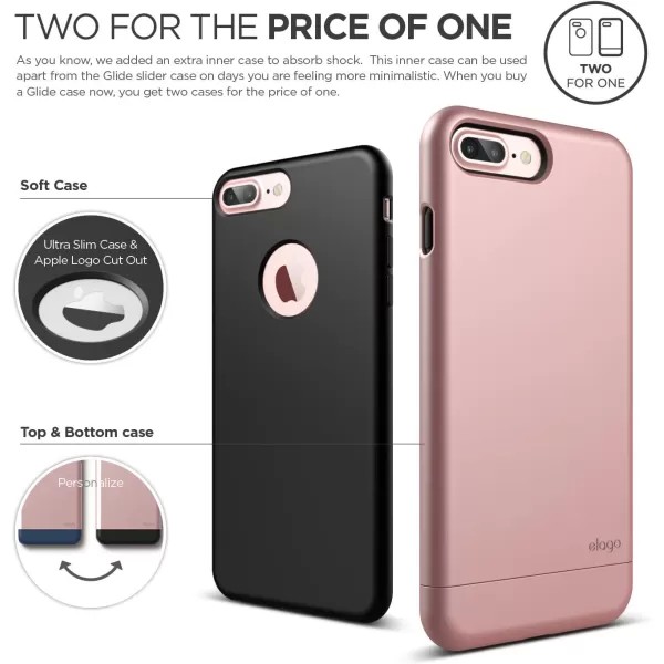 elago iPhone 7 Plus Case GlideExtreme RedBlack  MultiOption CaseMilitary Drop Test Certified  for iPhone 7 Plus Included Tempered Glass Screen ProtectorRose Gold  Rose Gold