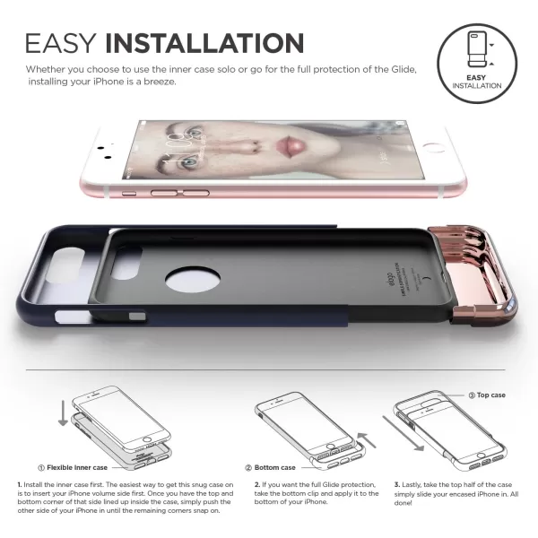 elago iPhone 7 Plus Case GlideExtreme RedBlack  MultiOption CaseMilitary Drop Test Certified  for iPhone 7 Plus Included Tempered Glass Screen ProtectorJean Indigo  Chrome Rose Gold