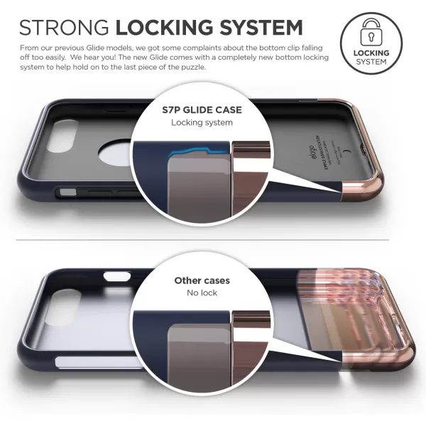 elago iPhone 7 Plus Case GlideExtreme RedBlack  MultiOption CaseMilitary Drop Test Certified  for iPhone 7 Plus Included Tempered Glass Screen ProtectorJean Indigo  Chrome Rose Gold