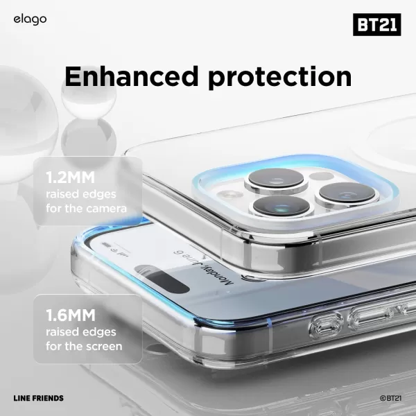 elago l BT21 On The Cloud Hybrid Case Compatible with iPhone 15 Plus 67 inch Durable Full Body Protection Raised Lip Screen  Camera Protection Official Merchandise15 Pro Max 67