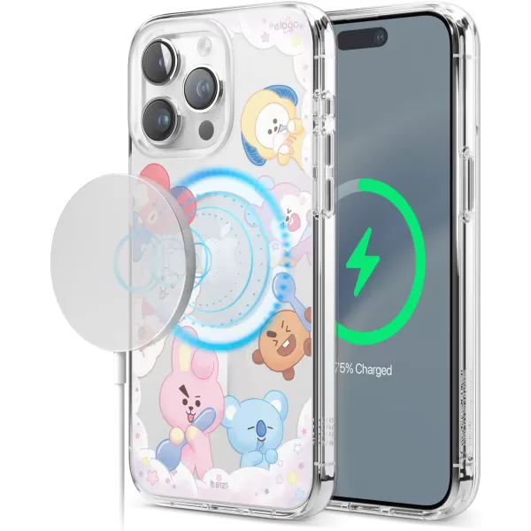 elago l BT21 On The Cloud Hybrid Case Compatible with iPhone 15 Plus 67 inch Durable Full Body Protection Raised Lip Screen  Camera Protection Official Merchandise15 Pro Max 67