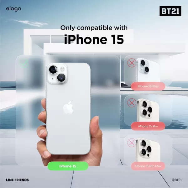 elago l BT21 On The Cloud Hybrid Case Compatible with iPhone 15 Plus 67 inch Durable Full Body Protection Raised Lip Screen  Camera Protection Official Merchandise15 61