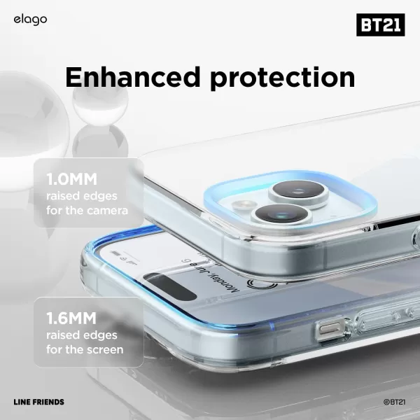 elago l BT21 On The Cloud Hybrid Case Compatible with iPhone 15 Plus 67 inch Durable Full Body Protection Raised Lip Screen  Camera Protection Official Merchandise15 61