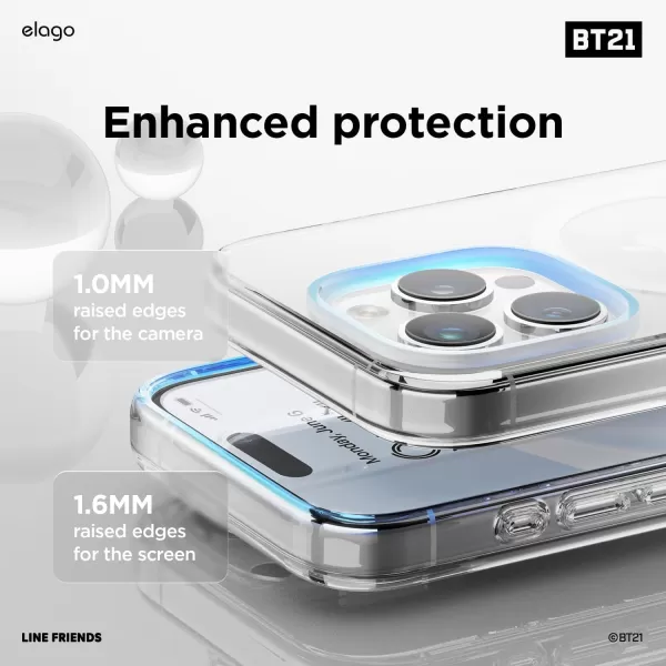 elago l BT21 On The Cloud Hybrid Case Compatible with iPhone 15 Plus 67 inch Durable Full Body Protection Raised Lip Screen  Camera Protection Official Merchandise15 Pro 61