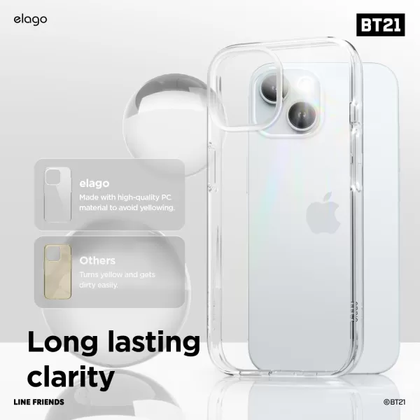 elago l BT21 On The Cloud Hybrid Case Compatible with iPhone 15 Plus 67 inch Durable Full Body Protection Raised Lip Screen  Camera Protection Official Merchandise15 Plus 67