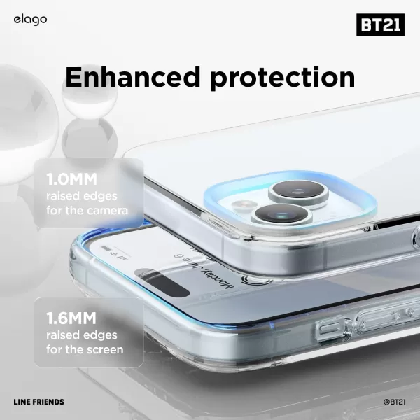 elago l BT21 On The Cloud Hybrid Case Compatible with iPhone 15 Plus 67 inch Durable Full Body Protection Raised Lip Screen  Camera Protection Official Merchandise15 Plus 67