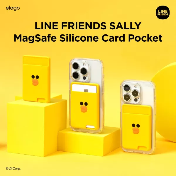 elago l LINE Friends Magnetic Wallet Card Holder 2Cards Compatible with MagSafe for iPhone 15141312 Series  Phone Wallet Long Last Silicone Scratch and Damage Protection SallySally