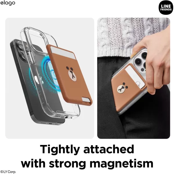 elago l LINE Friends Magnetic Wallet Card Holder 2Cards Compatible with MagSafe for iPhone 15141312 Series  Phone Wallet Long Last Silicone Scratch and Damage Protection SallyBrown