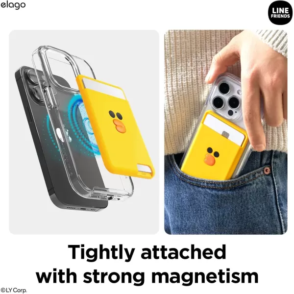 elago l LINE Friends Magnetic Wallet Card Holder 2Cards Compatible with MagSafe for iPhone 15141312 Series  Phone Wallet Long Last Silicone Scratch and Damage Protection SallySally