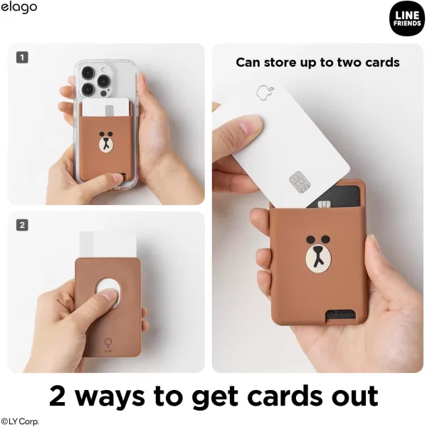 elago l LINE Friends Magnetic Wallet Card Holder 2Cards Compatible with MagSafe for iPhone 15141312 Series  Phone Wallet Long Last Silicone Scratch and Damage Protection SallyBrown