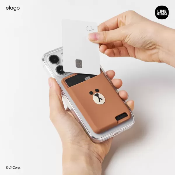 elago l LINE Friends Magnetic Wallet Card Holder 2Cards Compatible with MagSafe for iPhone 15141312 Series  Phone Wallet Long Last Silicone Scratch and Damage Protection SallyBrown