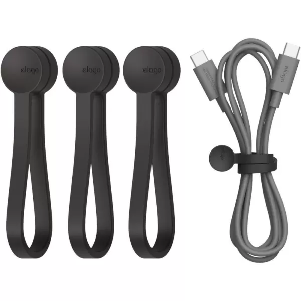 elago 3 Pack Magnetic Cable Ties Premium Silicone Cord Organizer Reusable Magnetic Cable Organizer BlackBlack