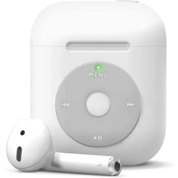 elago AW6 Case Designed for Apple AirPods Case 1  2 Classic Music Player Design Case Durable Silicone Construction Supports Wireless Charging US Patent Registered WhiteWhite