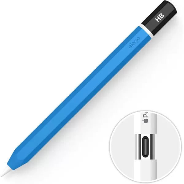 elago Classic Pencil Case Compatible with Apple Pencil USBC Perfect Grip Protective Skin Silicone Sleeve Supports Magnetic Attachment BlueBlue