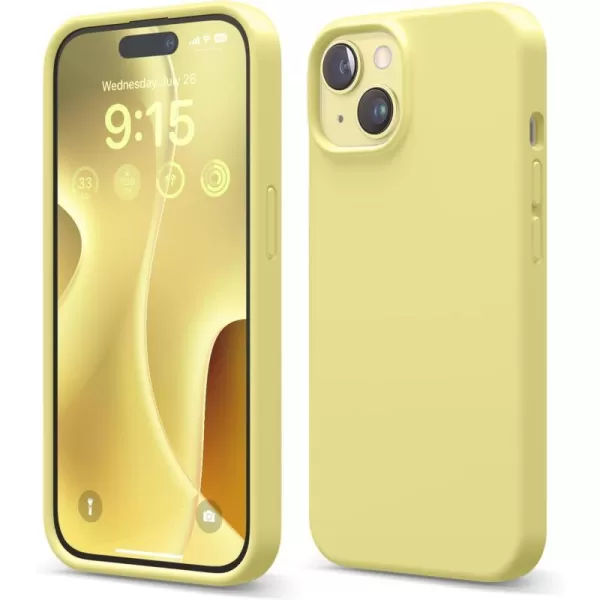 elago Compatible with iPhone 15 Case Liquid Silicone Case Full Body Protective Cover Shockproof Slim Phone Case AntiScratch Soft Microfiber Lining 61 inch Light BlueYellow