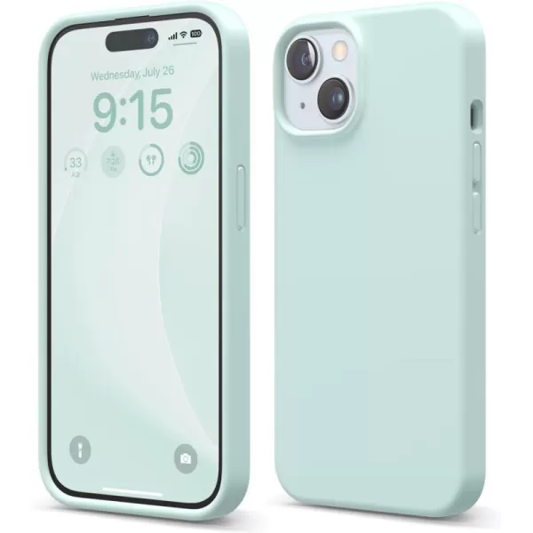 elago Compatible with iPhone 15 Case Liquid Silicone Case Full Body Protective Cover Shockproof Slim Phone Case AntiScratch Soft Microfiber Lining 61 inch Light BlueMint