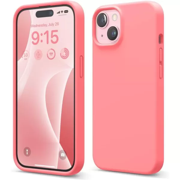 elago Compatible with iPhone 15 Case Liquid Silicone Case Full Body Protective Cover Shockproof Slim Phone Case AntiScratch Soft Microfiber Lining 61 inch PinkPink