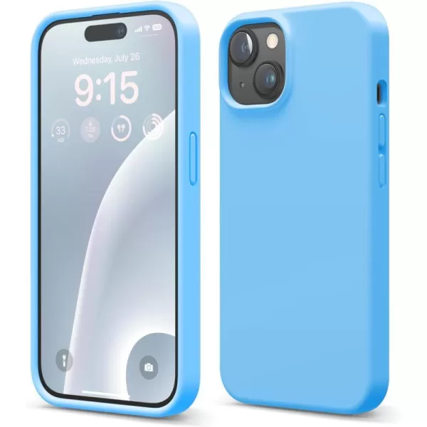 elago Compatible with iPhone 15 Case Liquid Silicone Case Full Body Protective Cover Shockproof Slim Phone Case AntiScratch Soft Microfiber Lining 61 inch PinkOcean Blue