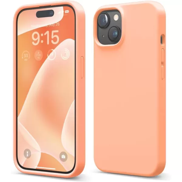 elago Compatible with iPhone 15 Case Liquid Silicone Case Full Body Protective Cover Shockproof Slim Phone Case AntiScratch Soft Microfiber Lining 61 inch PinkSalmon