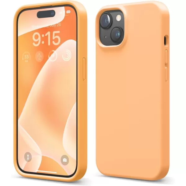 elago Compatible with iPhone 15 Case Liquid Silicone Case Full Body Protective Cover Shockproof Slim Phone Case AntiScratch Soft Microfiber Lining 61 inch Light BlueOrange