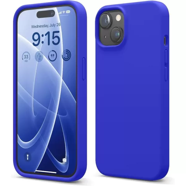 elago Compatible with iPhone 15 Case Liquid Silicone Case Full Body Protective Cover Shockproof Slim Phone Case AntiScratch Soft Microfiber Lining 61 inch Light BlueCobalt Blue