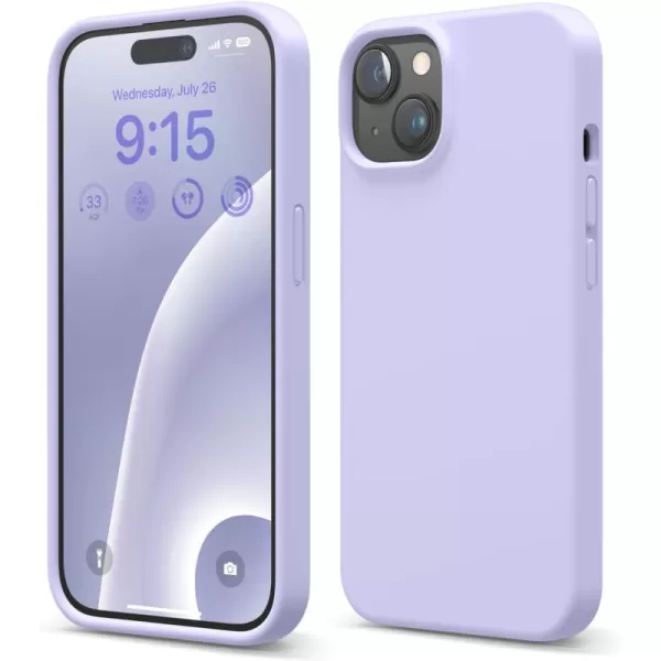 elago Compatible with iPhone 15 Case Liquid Silicone Case Full Body Protective Cover Shockproof Slim Phone Case AntiScratch Soft Microfiber Lining 61 inch Light BluePurple