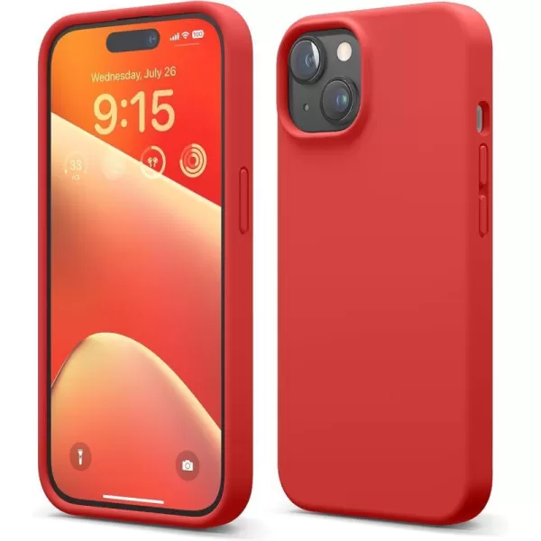 elago Compatible with iPhone 15 Case Liquid Silicone Case Full Body Protective Cover Shockproof Slim Phone Case AntiScratch Soft Microfiber Lining 61 inch Light BlueRed