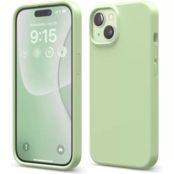 elago Compatible with iPhone 15 Case Liquid Silicone Case Full Body Protective Cover Shockproof Slim Phone Case AntiScratch Soft Microfiber Lining 61 inch PinkPastel Green