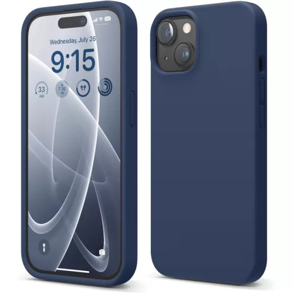 elago Compatible with iPhone 15 Case Liquid Silicone Case Full Body Protective Cover Shockproof Slim Phone Case AntiScratch Soft Microfiber Lining 61 inch Light BlueJean Indigo