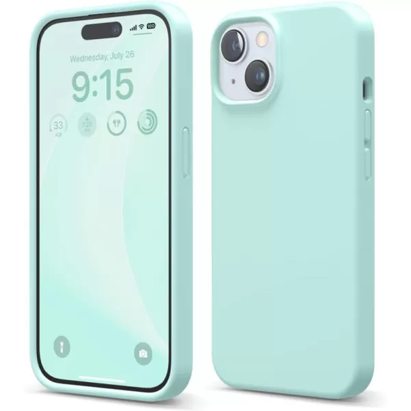 elago Compatible with iPhone 15 Case Liquid Silicone Case Full Body Protective Cover Shockproof Slim Phone Case AntiScratch Soft Microfiber Lining 61 inch Light BlueAqua Sky