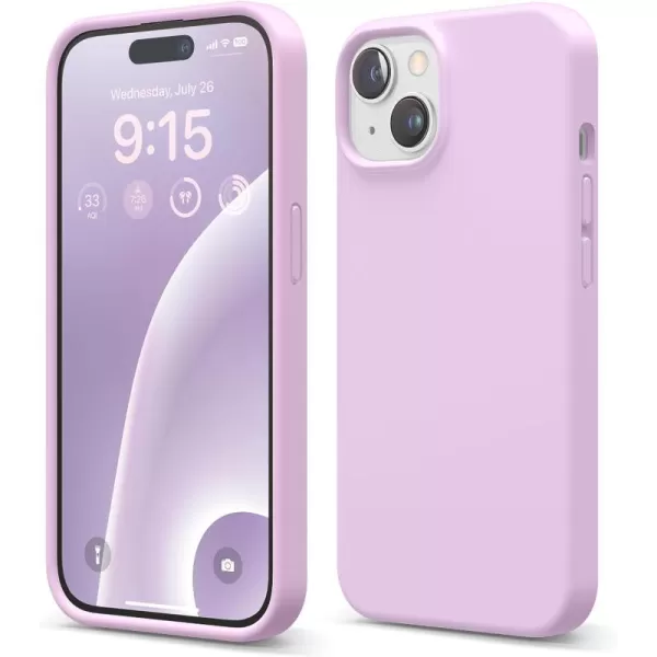 elago Compatible with iPhone 15 Case Liquid Silicone Case Full Body Protective Cover Shockproof Slim Phone Case AntiScratch Soft Microfiber Lining 61 inch Light BlueLight Lilac