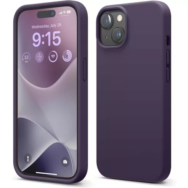 elago Compatible with iPhone 15 Case Liquid Silicone Case Full Body Protective Cover Shockproof Slim Phone Case AntiScratch Soft Microfiber Lining 61 inch Light BlueDeep Purple