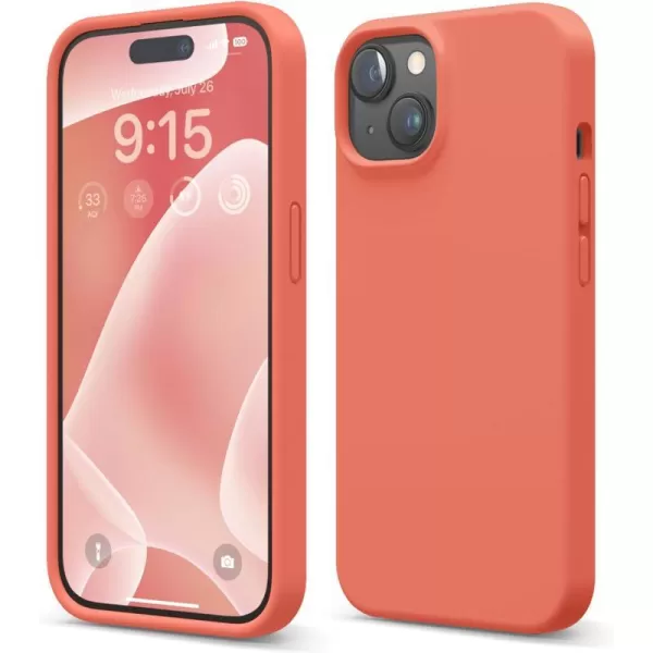 elago Compatible with iPhone 15 Case Liquid Silicone Case Full Body Protective Cover Shockproof Slim Phone Case AntiScratch Soft Microfiber Lining 61 inch PinkPomelo Pink