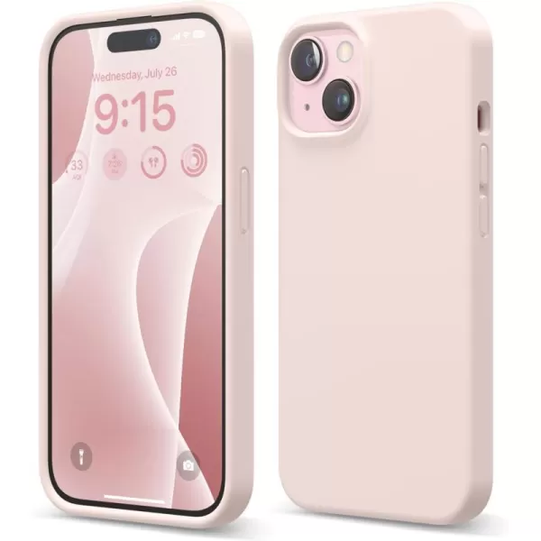 elago Compatible with iPhone 15 Case Liquid Silicone Case Full Body Protective Cover Shockproof Slim Phone Case AntiScratch Soft Microfiber Lining 61 inch Light BlueLovely Pink