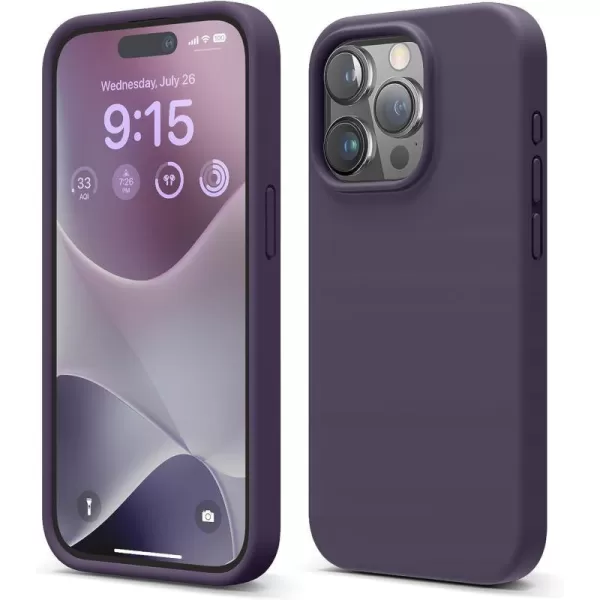 elago Compatible with iPhone 15 Pro Case Liquid Silicone Case Full Body Protective Cover Shockproof Slim Phone Case AntiScratch Soft Microfiber Lining 61 inch SunshineDeep Purple