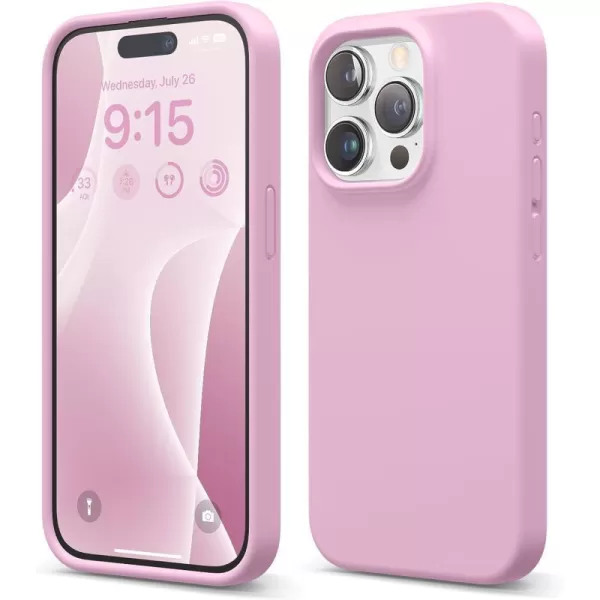 elago Compatible with iPhone 15 Pro Case Liquid Silicone Case Full Body Protective Cover Shockproof Slim Phone Case AntiScratch Soft Microfiber Lining 61 inch SunshineHot Pink