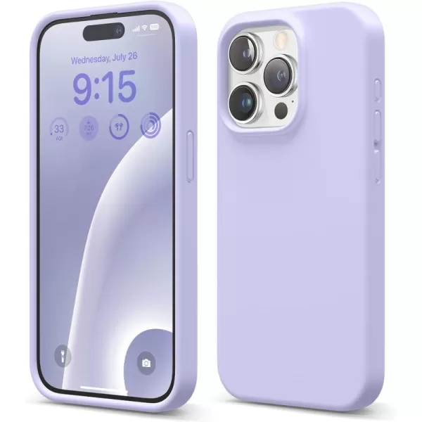 elago Compatible with iPhone 15 Pro Case Liquid Silicone Case Full Body Protective Cover Shockproof Slim Phone Case AntiScratch Soft Microfiber Lining 61 inch SunshinePurple